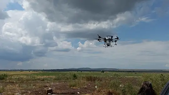 Manyas'ta drone ile sivrisineklere karşı zirai ilaçlama