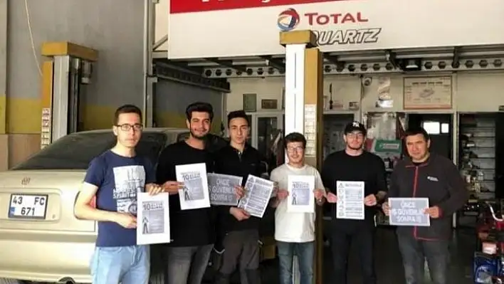 Öğrenciler, sanayi esnafını iş sağlığı ve güvenliği konusunda bilgilendirdi