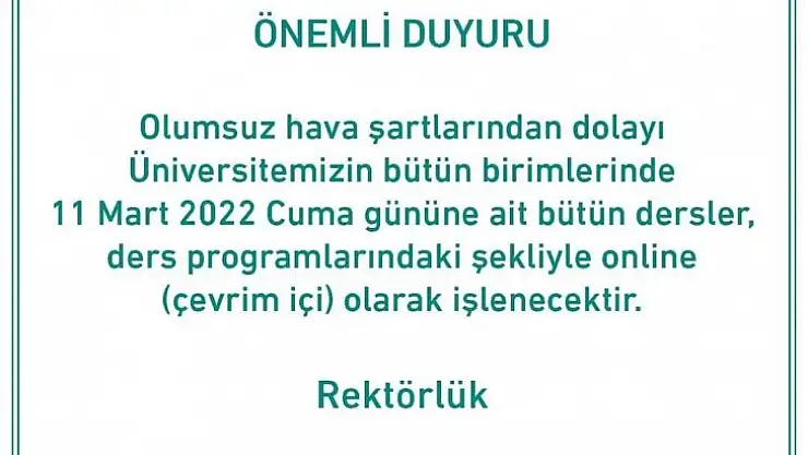 Balıkesir Üniversitesinde eğitime kar engeli